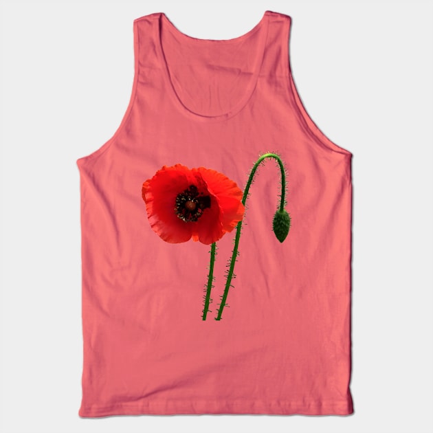 Red Poppy and Bud Tank Top by SusanSavad